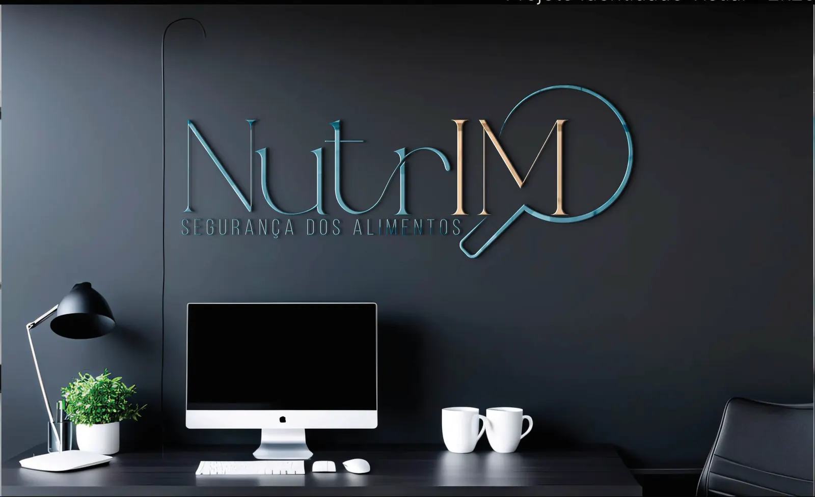 Logo da NutrIM na parede de um escritório