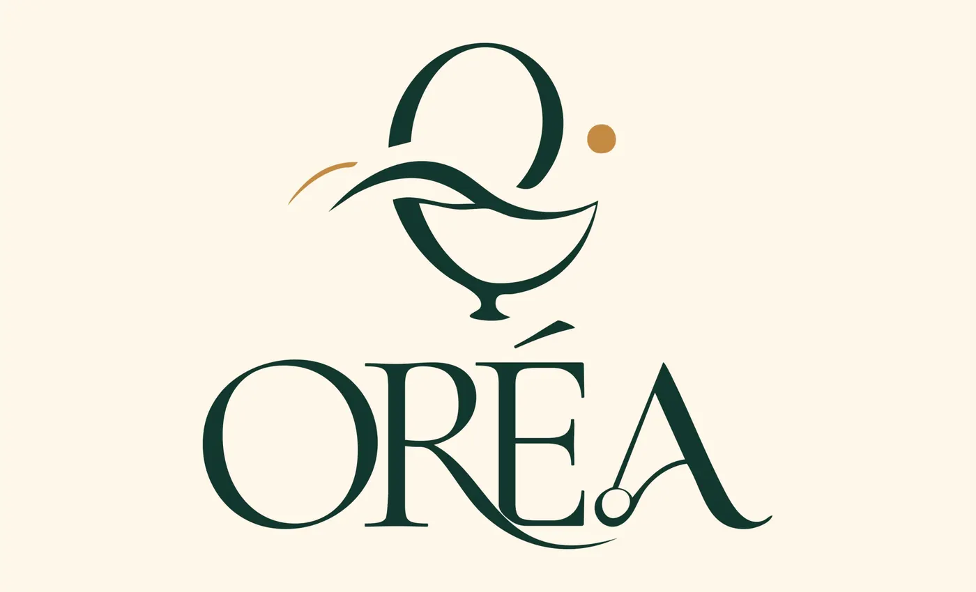 Logo da Oréa com o nome em letras de traço fino
