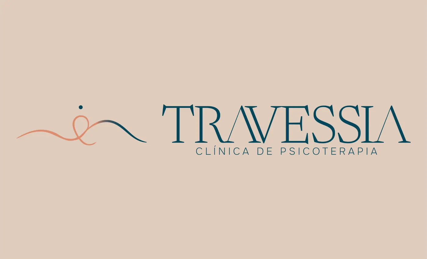 Versão horizontal do logo da Travessia, com o símbolo em linha contínua